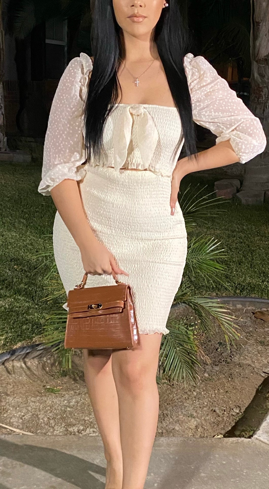 Greece Rushed Dress (Off White)