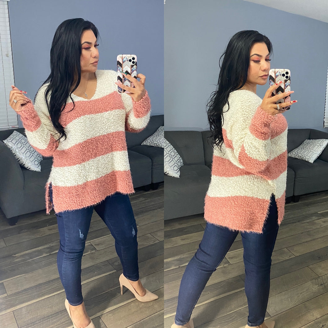 Lena Sweater- Blush and Cream