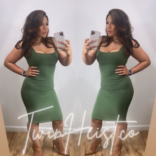 Gigi Midi Dress - Olive Green