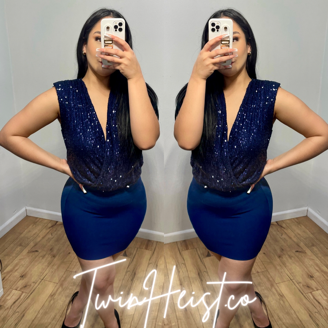 Ale Sequin Bodysuit (Navy Blue)