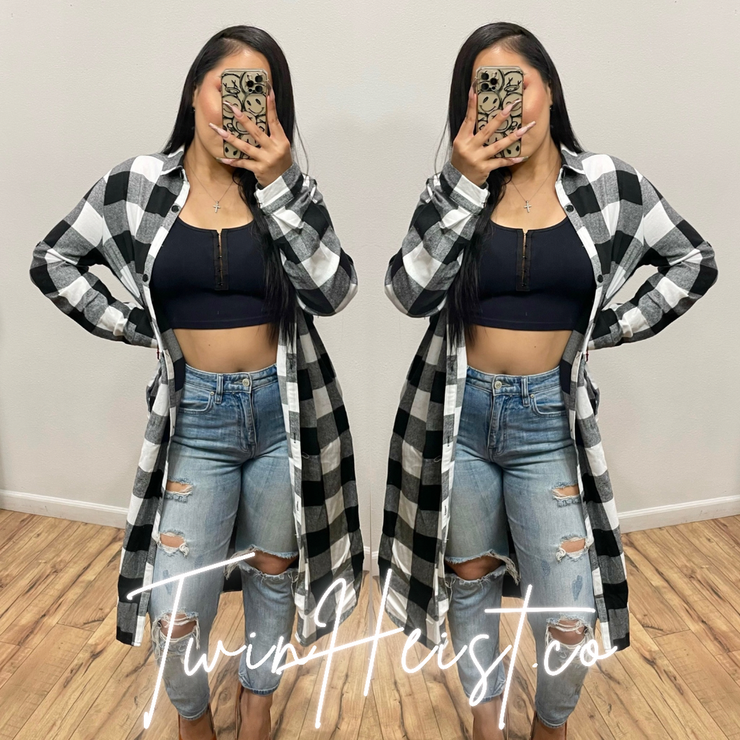 Keep Checkin’ Flannel Top